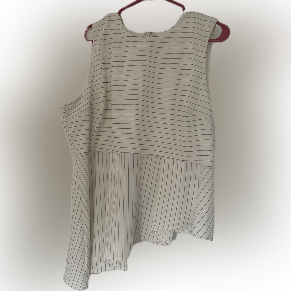 Elle Asymmetrical Top in Cream and Black Stripes
